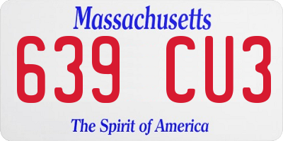 MA license plate 639CU3