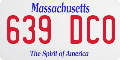 MA license plate 639DC0