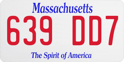 MA license plate 639DD7