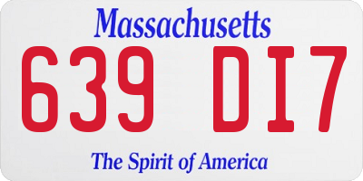 MA license plate 639DI7