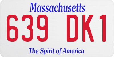 MA license plate 639DK1