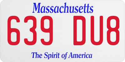MA license plate 639DU8
