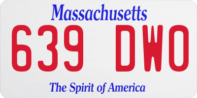 MA license plate 639DW0