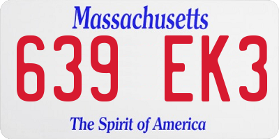 MA license plate 639EK3