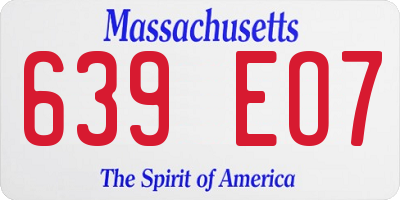 MA license plate 639EO7