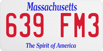 MA license plate 639FM3