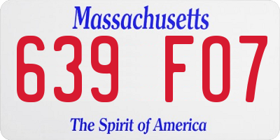 MA license plate 639FO7