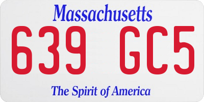 MA license plate 639GC5