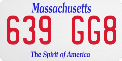 MA license plate 639GG8