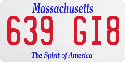 MA license plate 639GI8