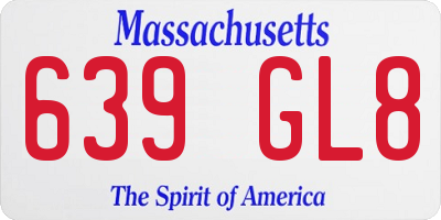 MA license plate 639GL8