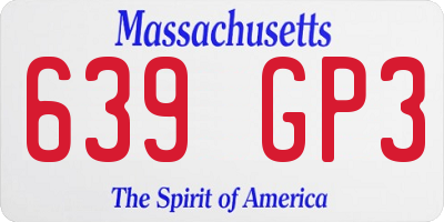 MA license plate 639GP3