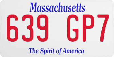 MA license plate 639GP7