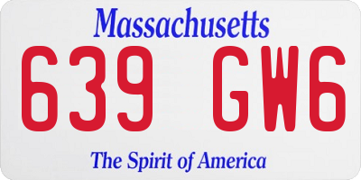 MA license plate 639GW6