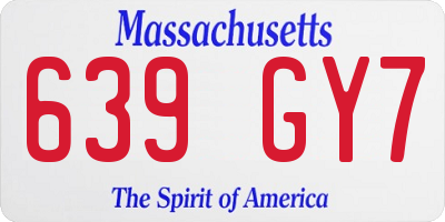 MA license plate 639GY7