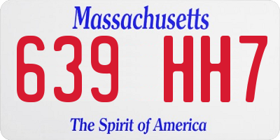 MA license plate 639HH7