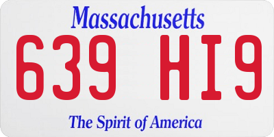 MA license plate 639HI9
