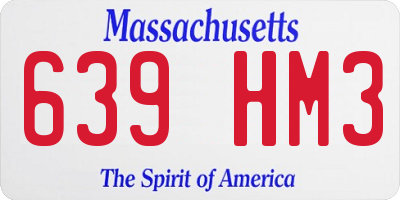MA license plate 639HM3
