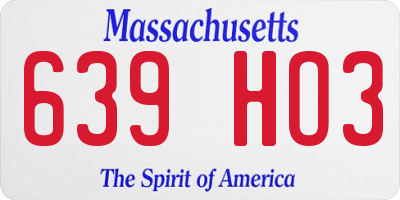 MA license plate 639HO3