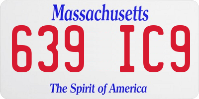 MA license plate 639IC9