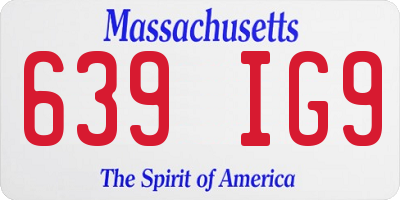 MA license plate 639IG9