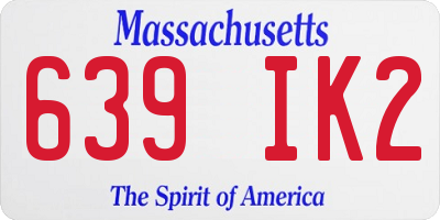 MA license plate 639IK2