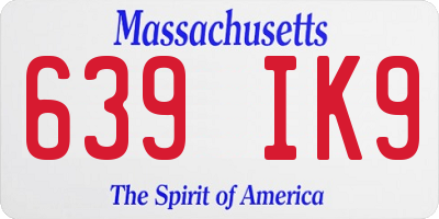 MA license plate 639IK9