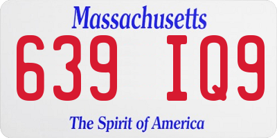 MA license plate 639IQ9