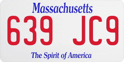 MA license plate 639JC9