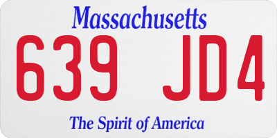 MA license plate 639JD4