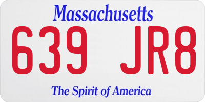 MA license plate 639JR8