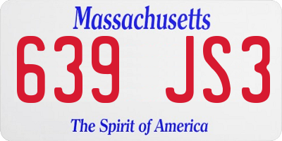 MA license plate 639JS3