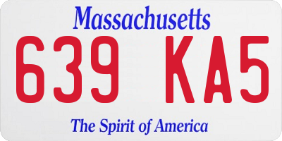 MA license plate 639KA5