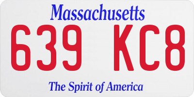 MA license plate 639KC8