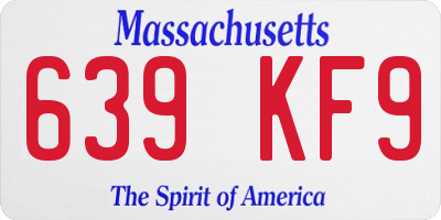 MA license plate 639KF9