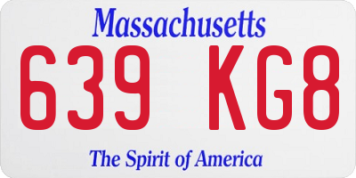MA license plate 639KG8