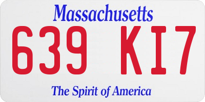 MA license plate 639KI7