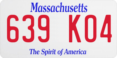 MA license plate 639KO4