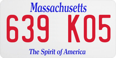 MA license plate 639KO5