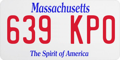 MA license plate 639KP0