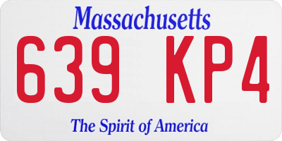MA license plate 639KP4
