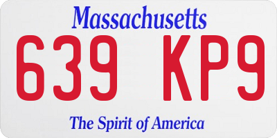 MA license plate 639KP9