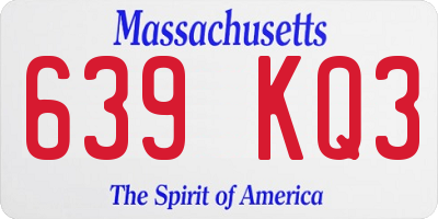 MA license plate 639KQ3