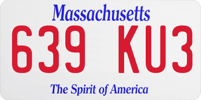 MA license plate 639KU3