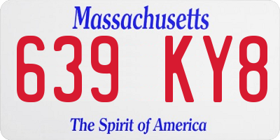 MA license plate 639KY8