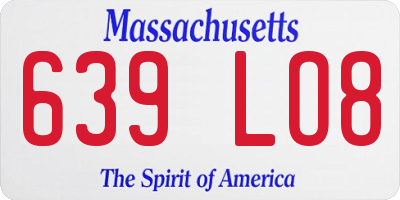 MA license plate 639LO8