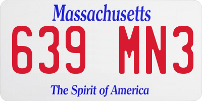 MA license plate 639MN3
