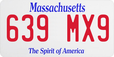 MA license plate 639MX9