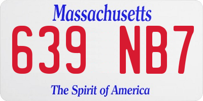 MA license plate 639NB7