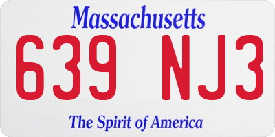 MA license plate 639NJ3